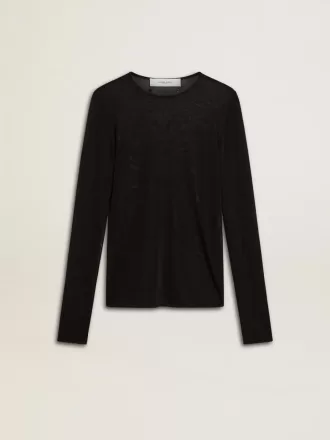 Sort T-shirt med rund hals til kvinder