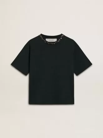 Sort T-shirt til kvinder med krystaller
