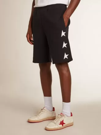 Sorte bermuda shorts til mænd med hvide stjerner