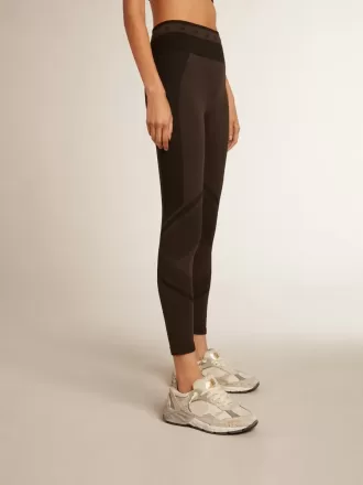 Sorte leggings til kvinder med blandede sømme