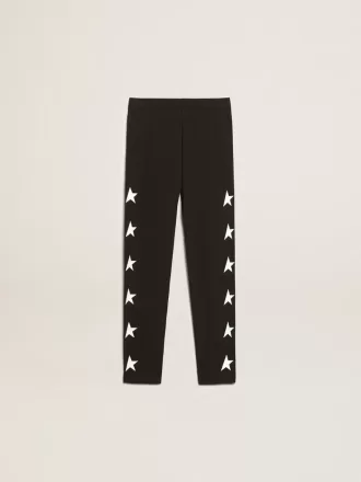 Sorte leggings til piger med hvide stjerner på siderne