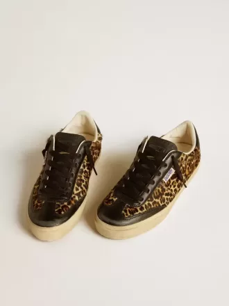 Soul Star i leopardmønstret ponyhud med sort nappa læder hælkappe og indlæg