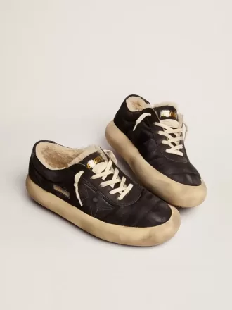 Space-Star sko til kvinder i quiltet sort nylon med shearling-foring