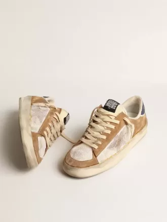 Stardan i beige nylon og mesh med indlæg i tobaksfarvet ruskind Stardan i beige nylon og mesh med indlæg i tobaksfarvet ruskind