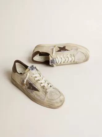 Stardan i nubuck og mesh med brun læderstjerne med øgleprint Stardan i nubuck og mesh med brun læderstjerne med øgleprint