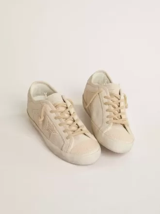 Super-Star i perlefarvet canvas med tone-i-tone mesh-effekt stjerne