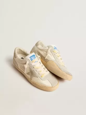 Super-Star LAB til mænd i nylon med duvegrå stjerne og isgrå ruskindsindsatser Super-Star LAB til mænd i nylon med duvegrå stjerne og isgrå ruskindsindsatser