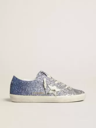 Super-Star LTD i flerfarvet glitter med sølvmetallisk læderstjerne