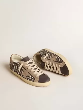 Super-Star LTD i gråt nubuck med Swarovski-perler og ruskindstjerne
