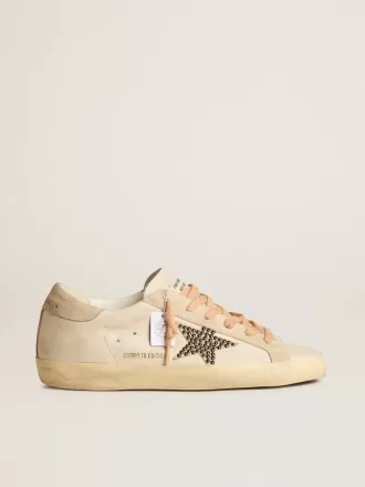 Super-Star LTD i læder med beige ruskindstjerne med Swarovski-nitter
