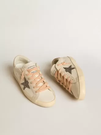 Super-Star LTD i læder med beige ruskindstjerne med Swarovski-nitter