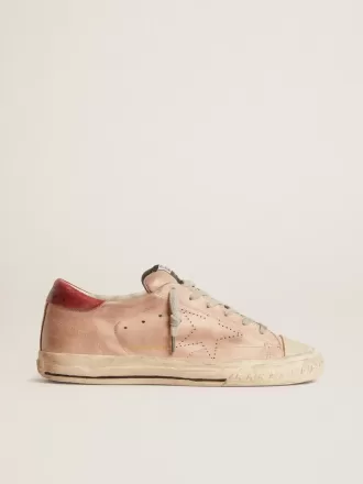 Super-Star LTD i lyserødt nubuck med perforeret stjerne og læderhælkappe