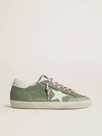 Super-Star LTD til kvinder i grøn nubuck med hvid læderstjerne og hælkappe