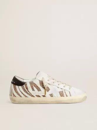 Super-Star LTD til kvinder i hvid ponyhud med brun glitter og hvid ruskindstjerne
