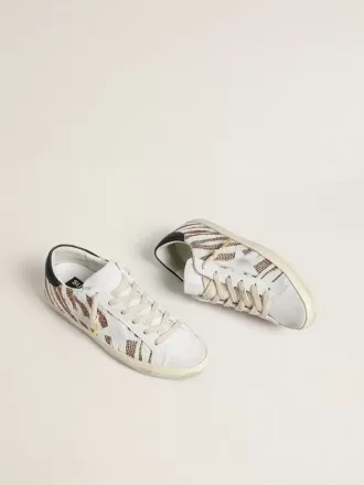 Super-Star LTD til kvinder i hvid ponyhud med brun glitter og hvid ruskindstjerne