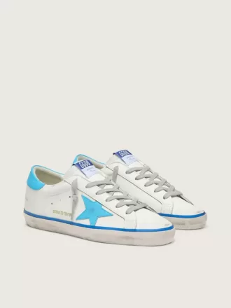 Super-Star LTD til kvinder i hvidt læder med lyseblå læderstjerne og hælkappe