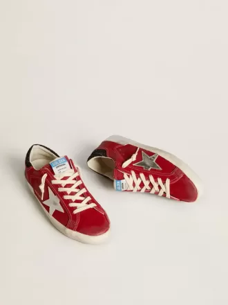 Super-Star LTD til kvinder i rødt nubuck med læderstjerne og glitterhælkappe