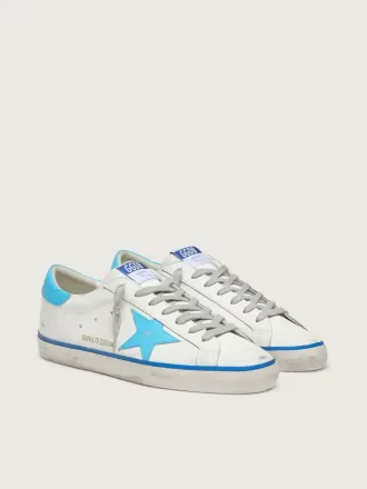 Super-Star LTD til mænd i hvidt læder med lyseblå læderstjerne og hælkappe