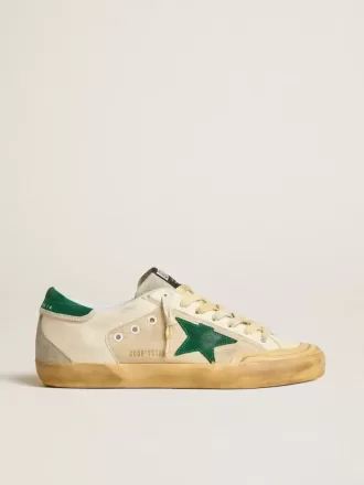 Super-Star Penstar til mænd i nappa og nylon med grøn ruskindstjerne og hælkappe