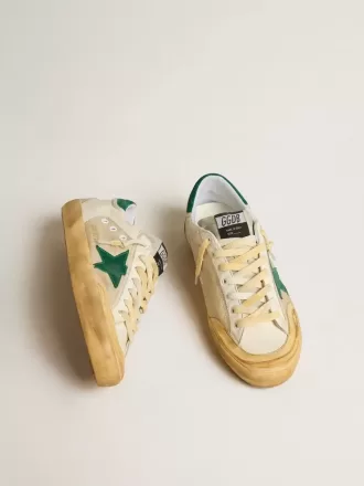 Super-Star Penstar til mænd i nappa og nylon med grøn ruskindstjerne og hælkappe