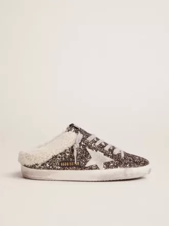 Super-Star Sabot til kvinder med glitter og shearling-foring