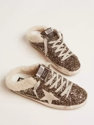 Super-Star Sabot til kvinder med glitter og shearling-foring