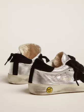 Super-Star sneakers i sølvfarvet læder med ruskindsindsatser