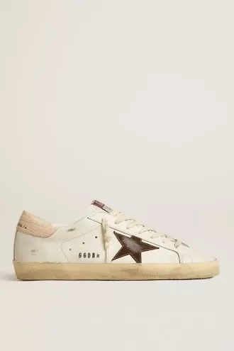 Super-Star sneakers til mænd med brun ruskindstjerne og lyserød hælkappe