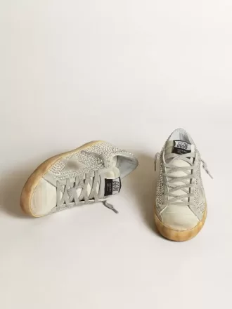 Super-Star til kvinder i ældet hvid nubuck med Swarovski-krystaller