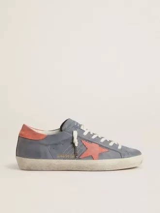 Super Star til kvinder i blå nubuck med lyserød ruskindstjerne og hælkappe