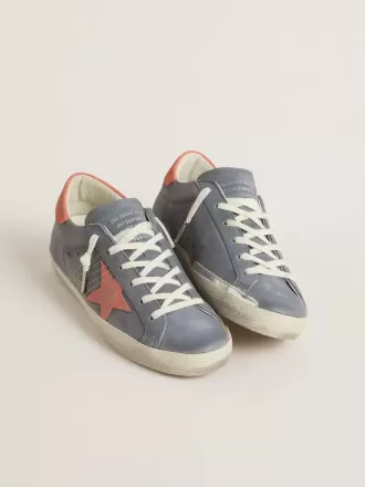 Super Star til kvinder i blå nubuck med lyserød ruskindstjerne og hælkappe