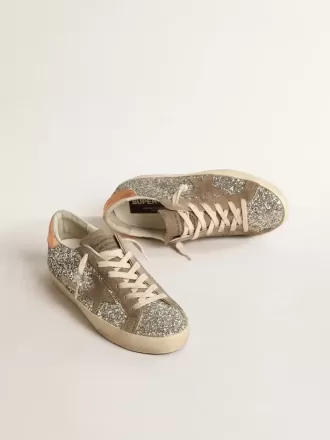 Super-Star til kvinder i platineglitter med duvegrå ruskindstjerne