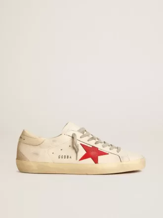 Super-Star til mænd i nappa med rød stjerne og cremefarvet læderhælkappe
