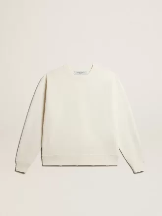 Sweatshirt i ældet hvid med omvendt logo på ryggen – Jersey Capsule