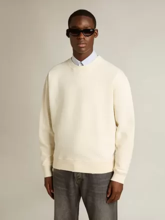 Sweatshirt i ældet hvid med omvendt logo på ryggen – Jersey Capsule