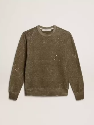 Sweatshirt i bomuld i bøgfarve med vintage-effekt Sweatshirt i bomuld i bøgfarve med vintage-effekt