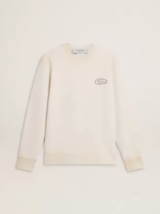 Sweatshirt til kvinder i slidt hvid med print Sweatshirt til kvinder i slidt hvid med print