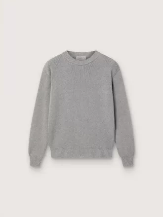 Unisex Golden sweater til børn i ribbet grå melange med logo på ryggen