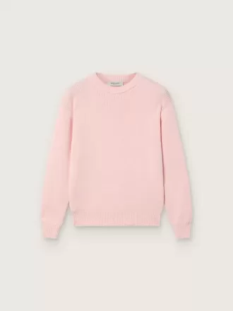Unisex lyserød ribbet Golden sweater til børn med Golden logo på ryggen