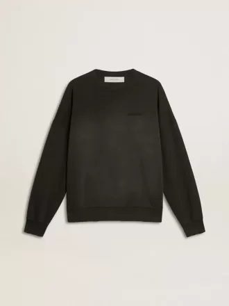 Unisex sweatshirt i slidt sort bomuld med broderet logo