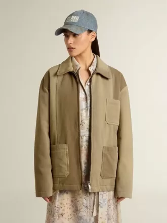 Unisex-vatteret jakke i khaki-nuancer