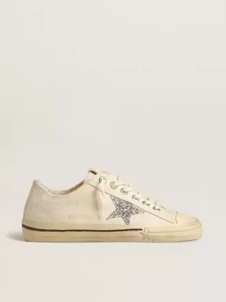 V-Star i beige canvas med sølvglitterstjerne