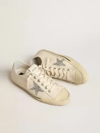 V-Star i beige canvas med sølvglitterstjerne