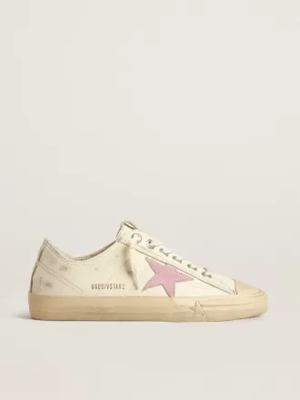V-Star i beige nappalæder med stjerne i gammelrosa ruskind