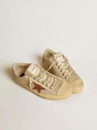 V-Star i kvartsfarvet nylon med murstensrød nubuckstjerne